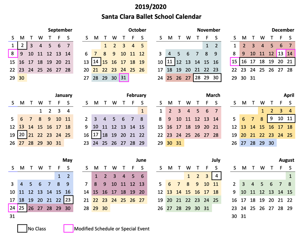 Santa Clara Calendar Customize and Print